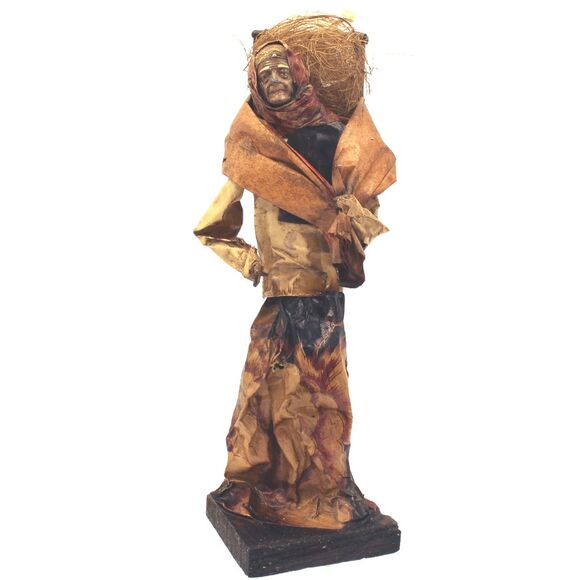 Vintage Mexican Folk Art Paper Mache Sculpture Woman Villager Figurine 11.5" - Picture 1 of 6